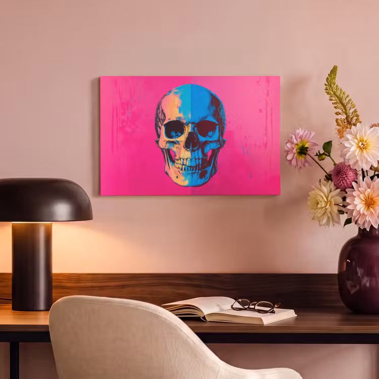 Canvas schilderij - Neon - Blauw - Pop-art - Schedel — 4