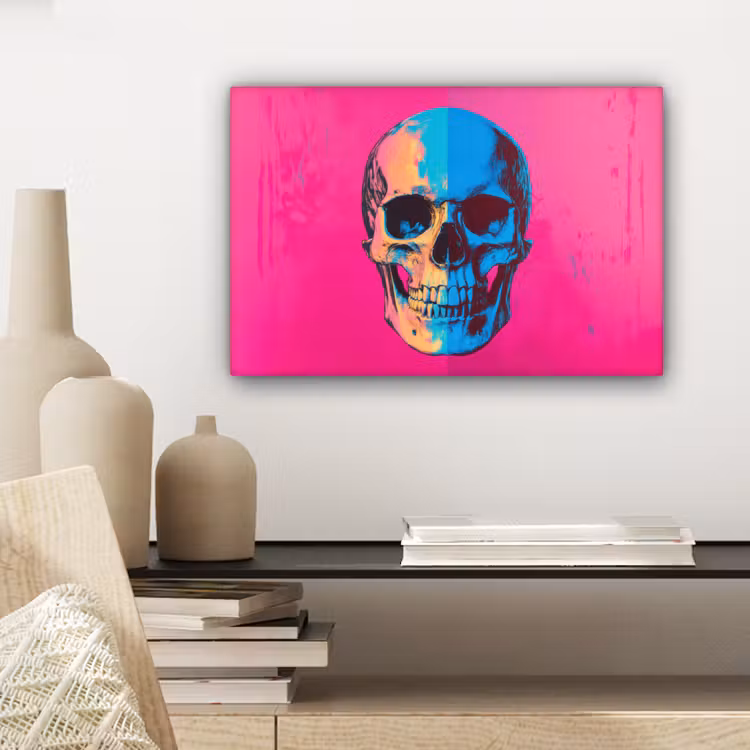 Canvas schilderij - Neon - Blauw - Pop-art - Schedel — 5