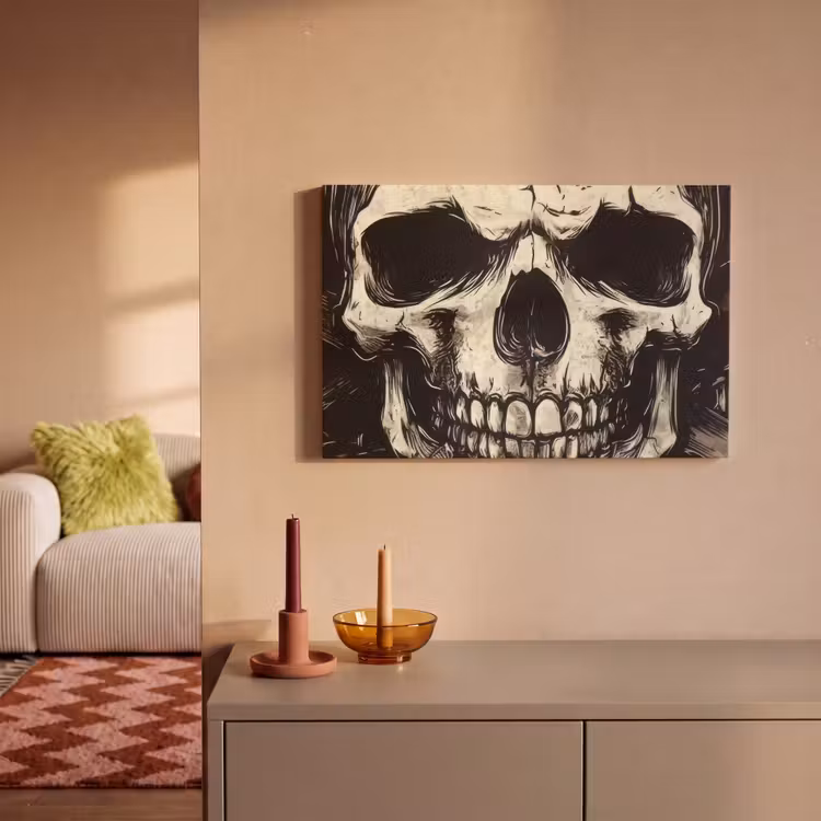Canvas schilderij - Schedel - Kettingen - Rood — 2