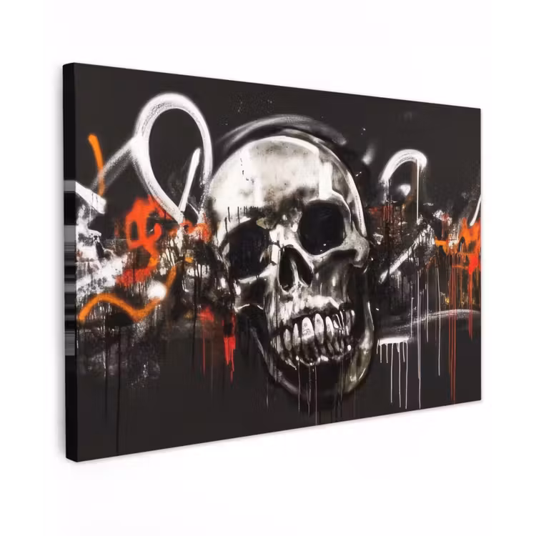 Canvas schilderij - Schedels - Kunst - Donker - Rood — 1
