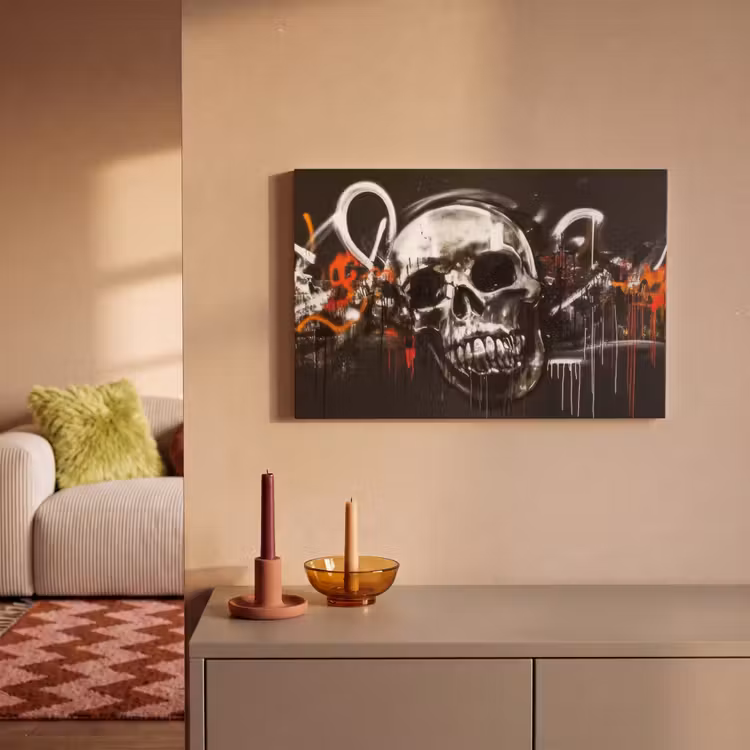 Canvas schilderij - Schedels - Kunst - Donker - Rood — 2