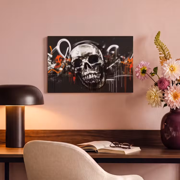 Canvas schilderij - Schedels - Kunst - Donker - Rood — 4