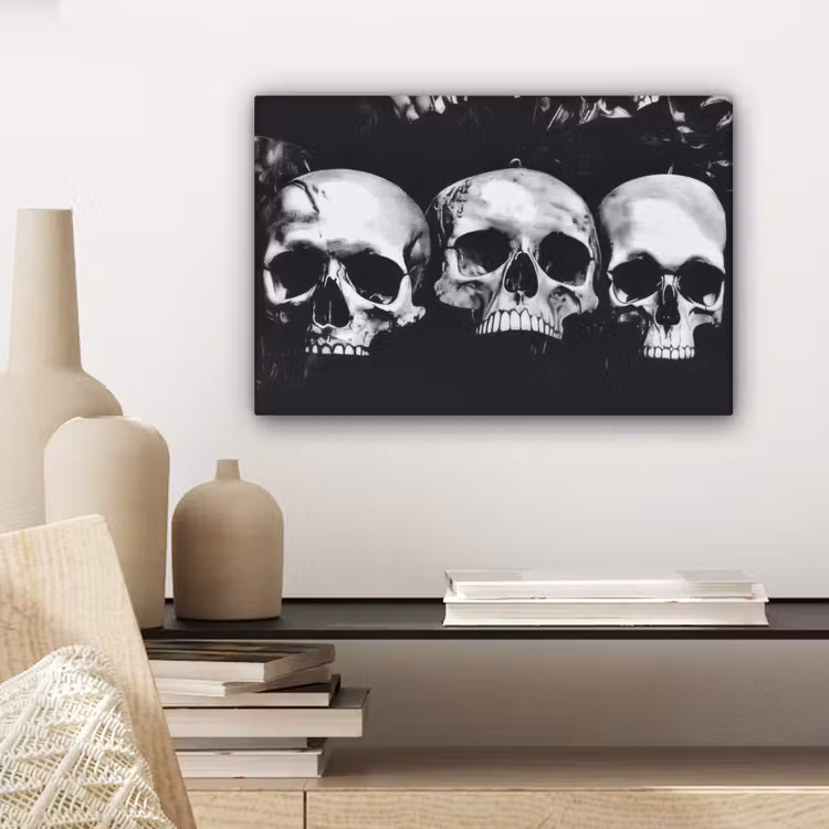 Canvas schilderij - Schedels - Zwart - Contrast — 5