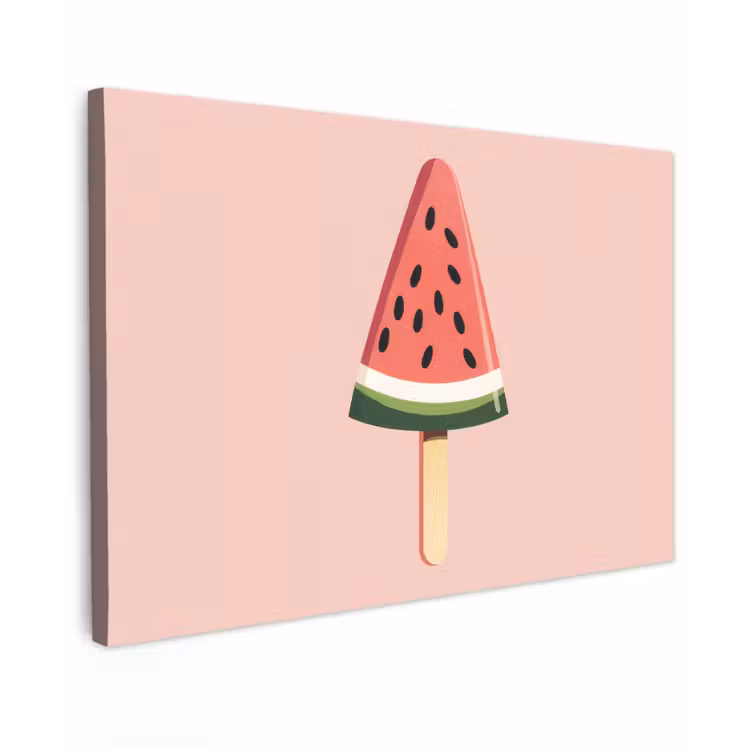 Canvas schilderij - Watermeloen - Ijsje - Pitjes - Rood — 1