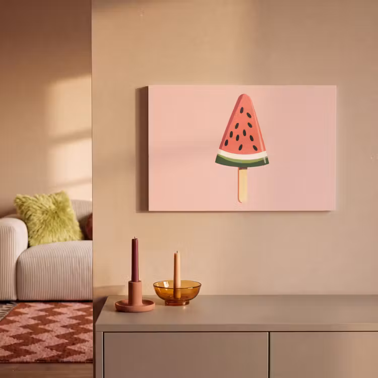 Canvas schilderij - Watermeloen - Ijsje - Pitjes - Rood — 2
