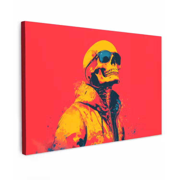 Canvas schilderij - Zonnebril - Schedel - Jas - Rood — 1
