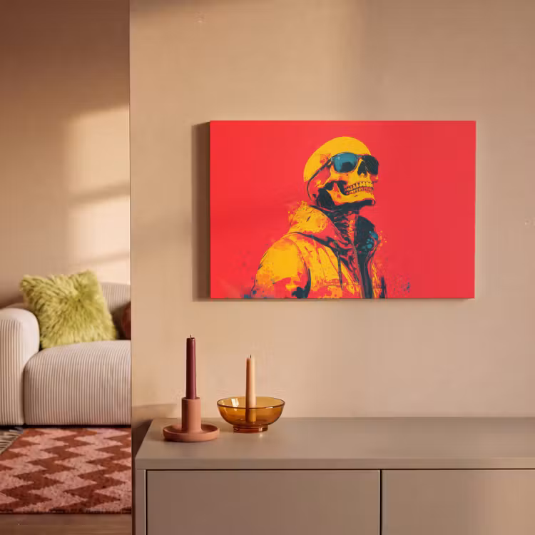 Canvas schilderij - Zonnebril - Schedel - Jas - Rood — 2