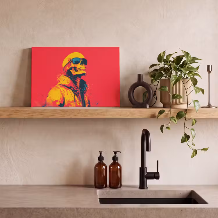 Canvas schilderij - Zonnebril - Schedel - Jas - Rood — 3