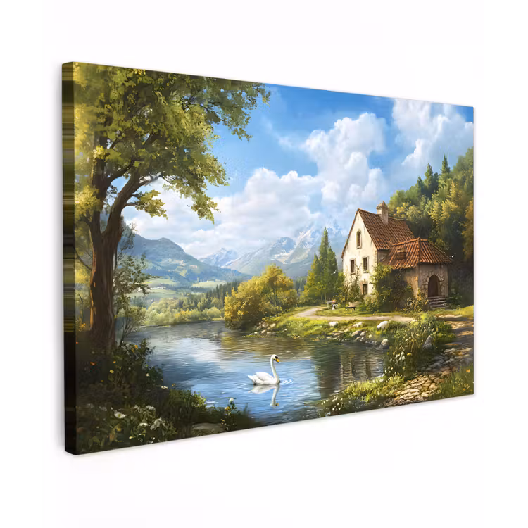Canvas schilderij - Zwaan - Bomen - Rust — 1
