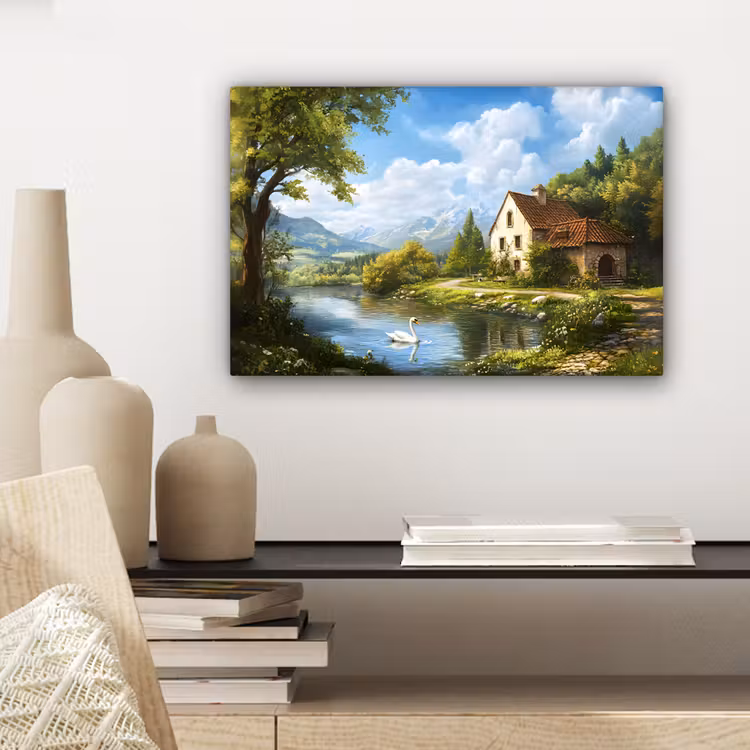 Canvas schilderij - Zwaan - Bomen - Rust — 5