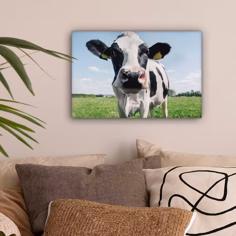 Canvas schilderij - Koe - Weiland - Natuur - Dieren - Gras — 2