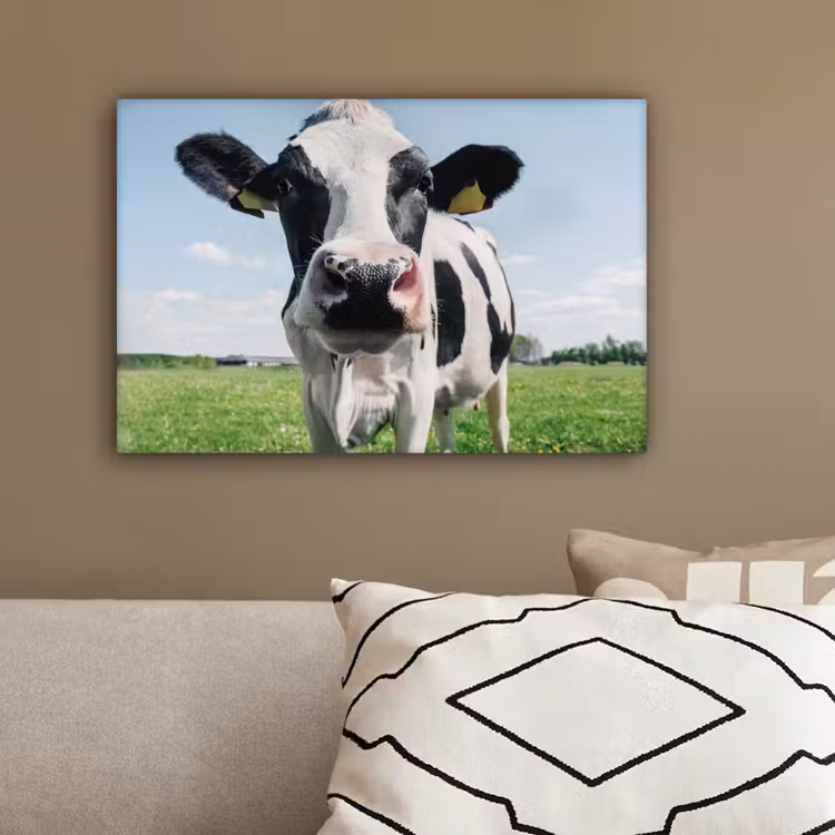 Canvas schilderij - Koe - Weiland - Natuur - Dieren - Gras — 3