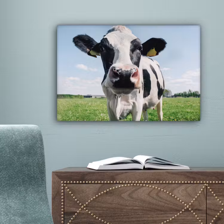 Canvas schilderij - Koe - Weiland - Natuur - Dieren - Gras — 4