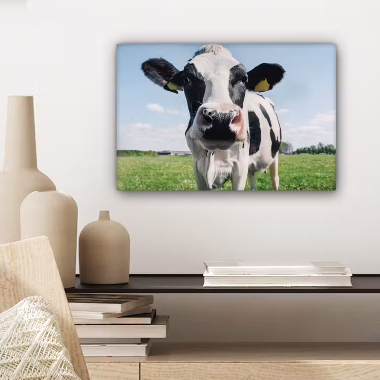 Canvas schilderij - Koe - Weiland - Natuur - Dieren - Gras — 5