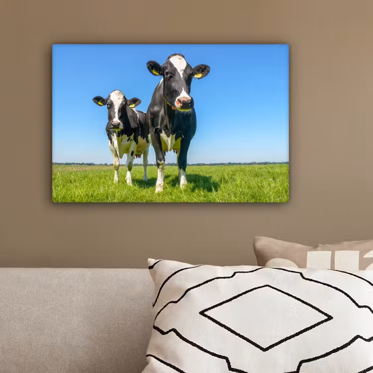 Canvas schilderij - Koeien - Weiland - Gras - Dieren - Boerderij — 3