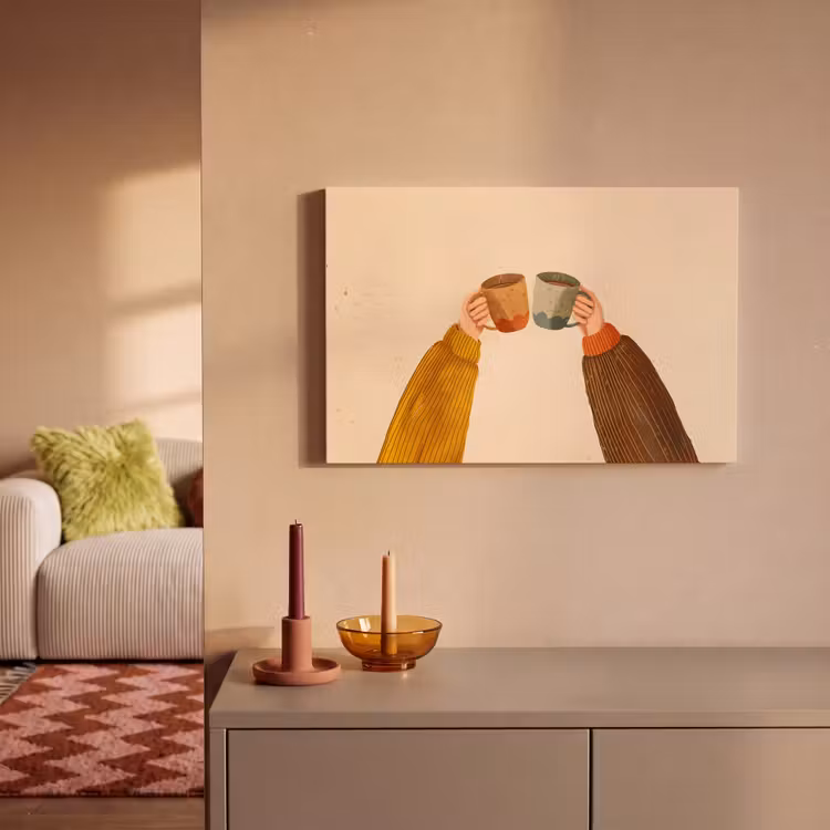 Canvas schilderij - Illustratie - Mokken - Proosten - Bruin — 2