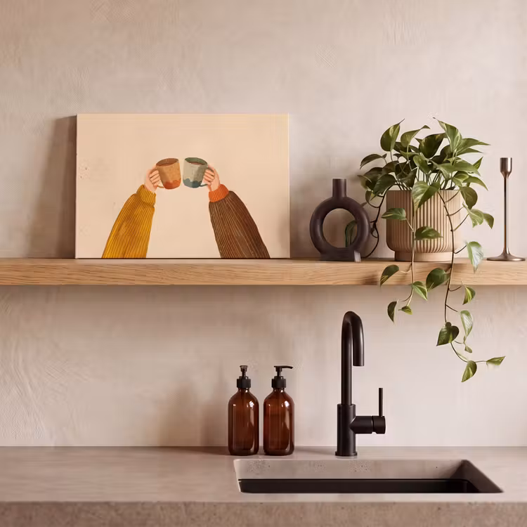 Canvas schilderij - Illustratie - Mokken - Proosten - Bruin — 3