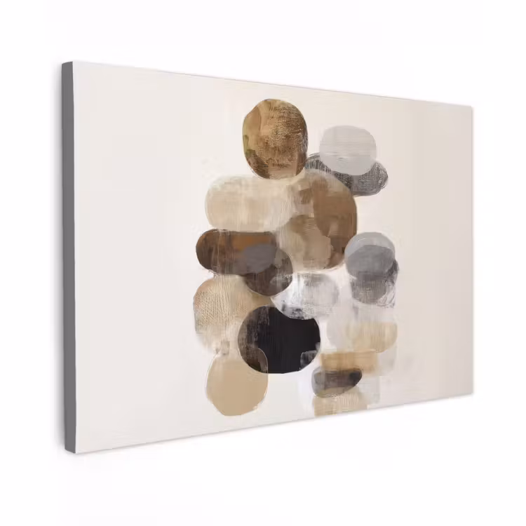 Canvas schilderij - Ovaal - Kleurvlakken - Penseelstreken — 1