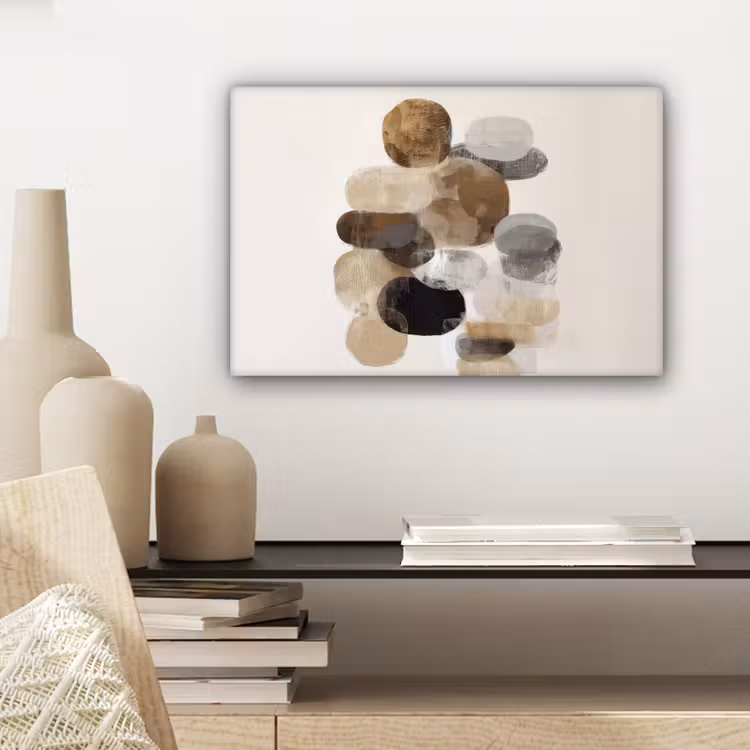 Canvas schilderij - Ovaal - Kleurvlakken - Penseelstreken — 5