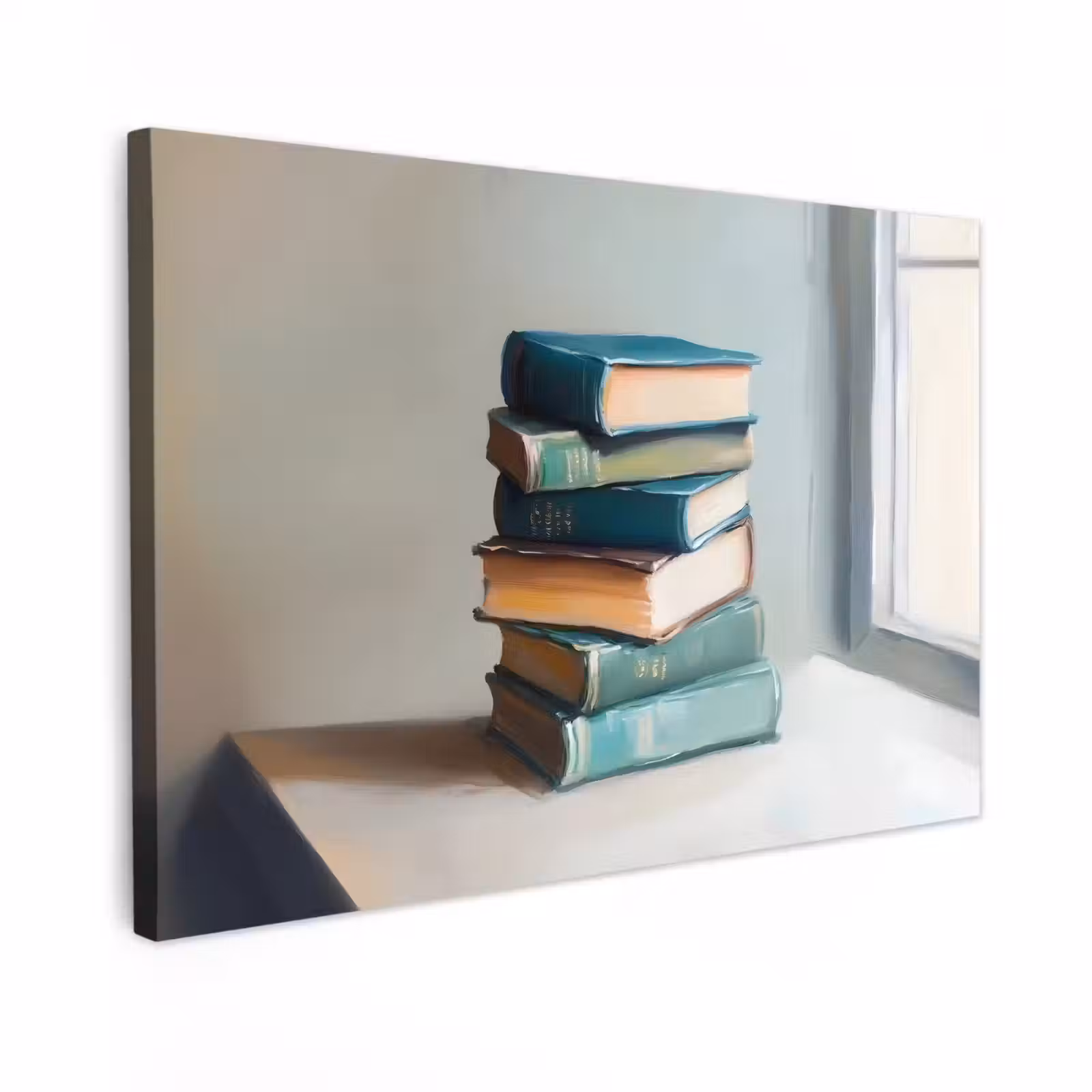 Canvas schilderij - Stapel - Boeken - Groen - Daglicht — 1