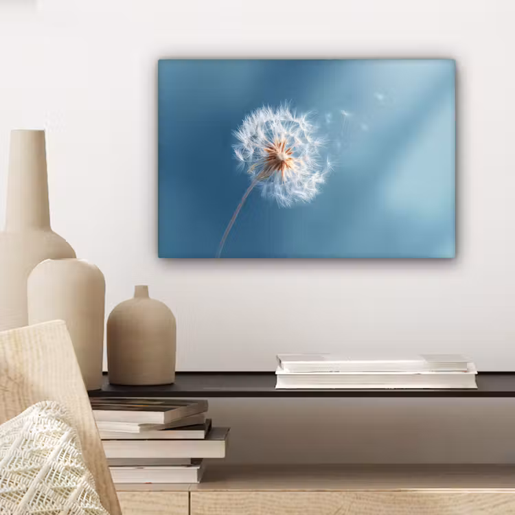 Canvas schilderij - Paardenbloem - Wind - Blauw — 5