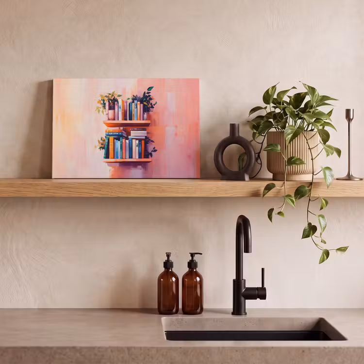 Canvas schilderij - Planken - Boeken - Bladeren — 3