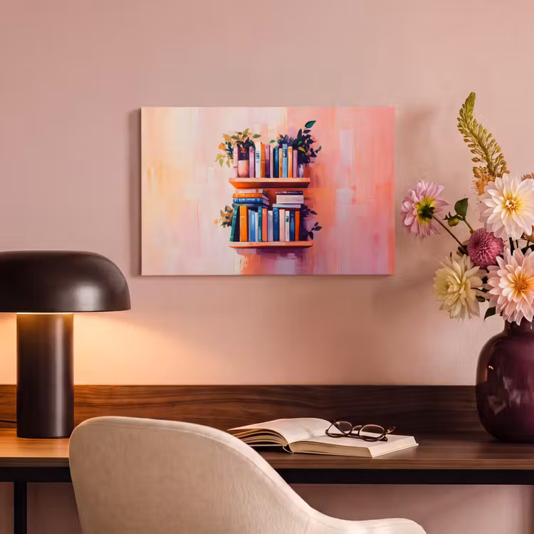 Canvas schilderij - Planken - Boeken - Bladeren — 4