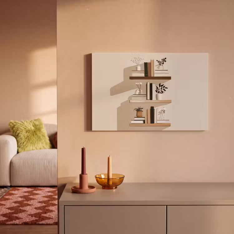 Canvas schilderij - Plankjes - Boeken - Vaasjes - Planten — 2