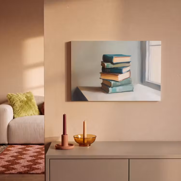 Canvas schilderij - Stapel - Boeken - Groen - Daglicht — 2