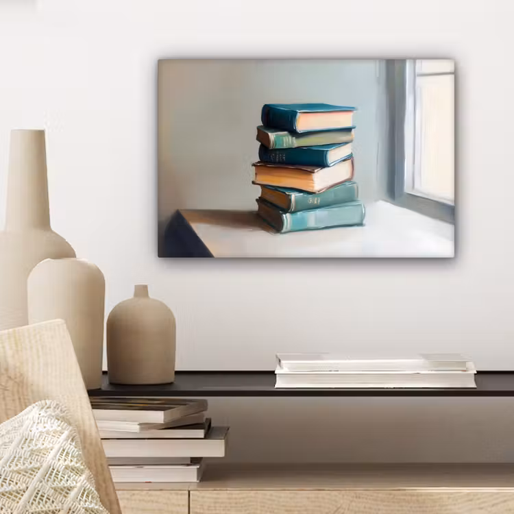 Canvas schilderij - Stapel - Boeken - Groen - Daglicht — 5