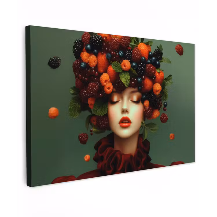 Canvas schilderij - Vrouw - Aardbeien - Frambozen - Bramen - Bessen — 1