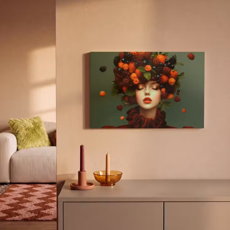 Canvas schilderij - Vrouw - Aardbeien - Frambozen - Bramen - Bessen — 2