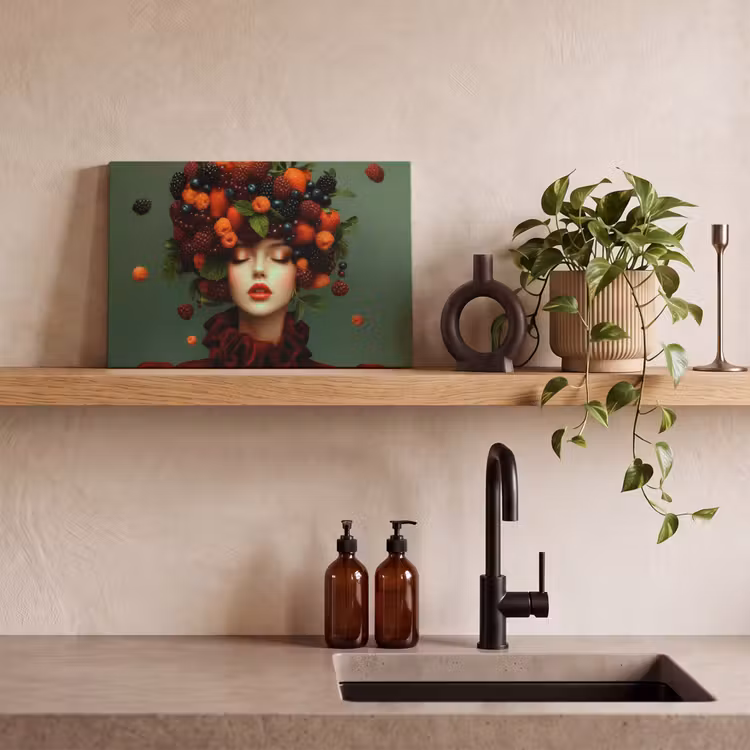 Canvas schilderij - Vrouw - Aardbeien - Frambozen - Bramen - Bessen — 3