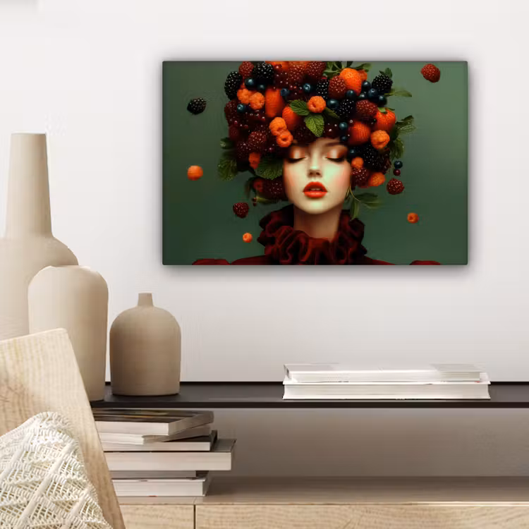 Canvas schilderij - Vrouw - Aardbeien - Frambozen - Bramen - Bessen — 5