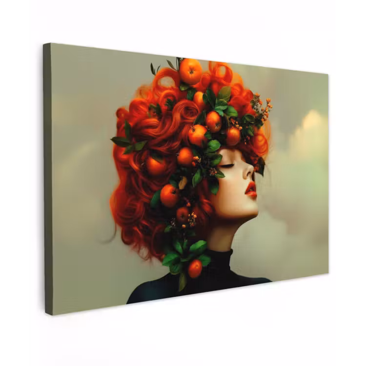 Canvas schilderij - Vrouw - Appels - Rood - Bladeren — 1