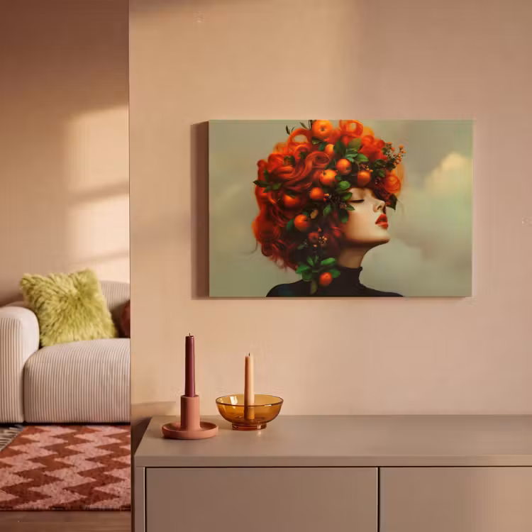 Canvas schilderij - Vrouw - Appels - Rood - Bladeren — 2