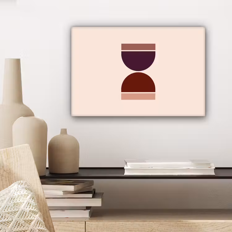 Canvas schilderij - Zandloper - Symmetrisch - Rood - Paars — 5