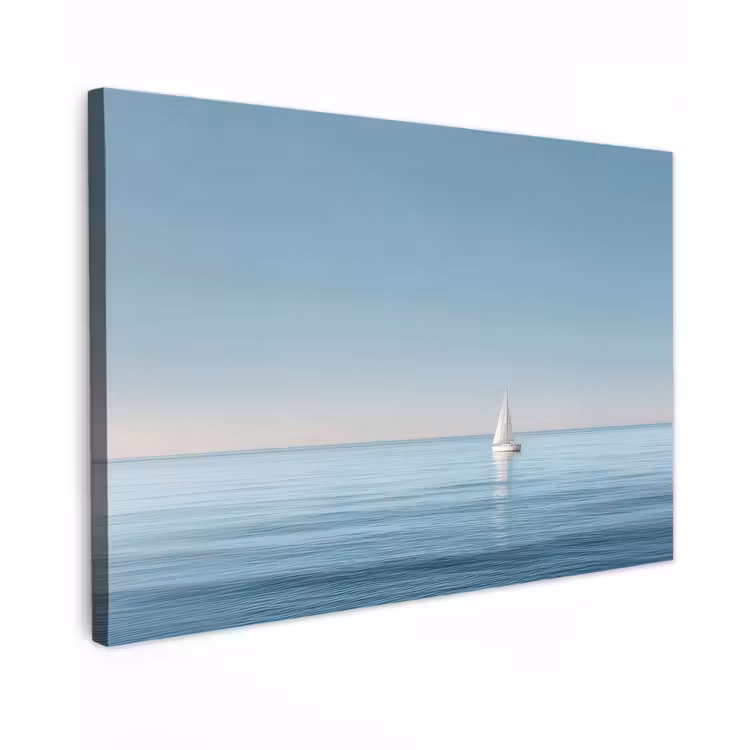 Canvas schilderij - Zeilbootje - Kalme zee - Helderblauwe hemel — 1