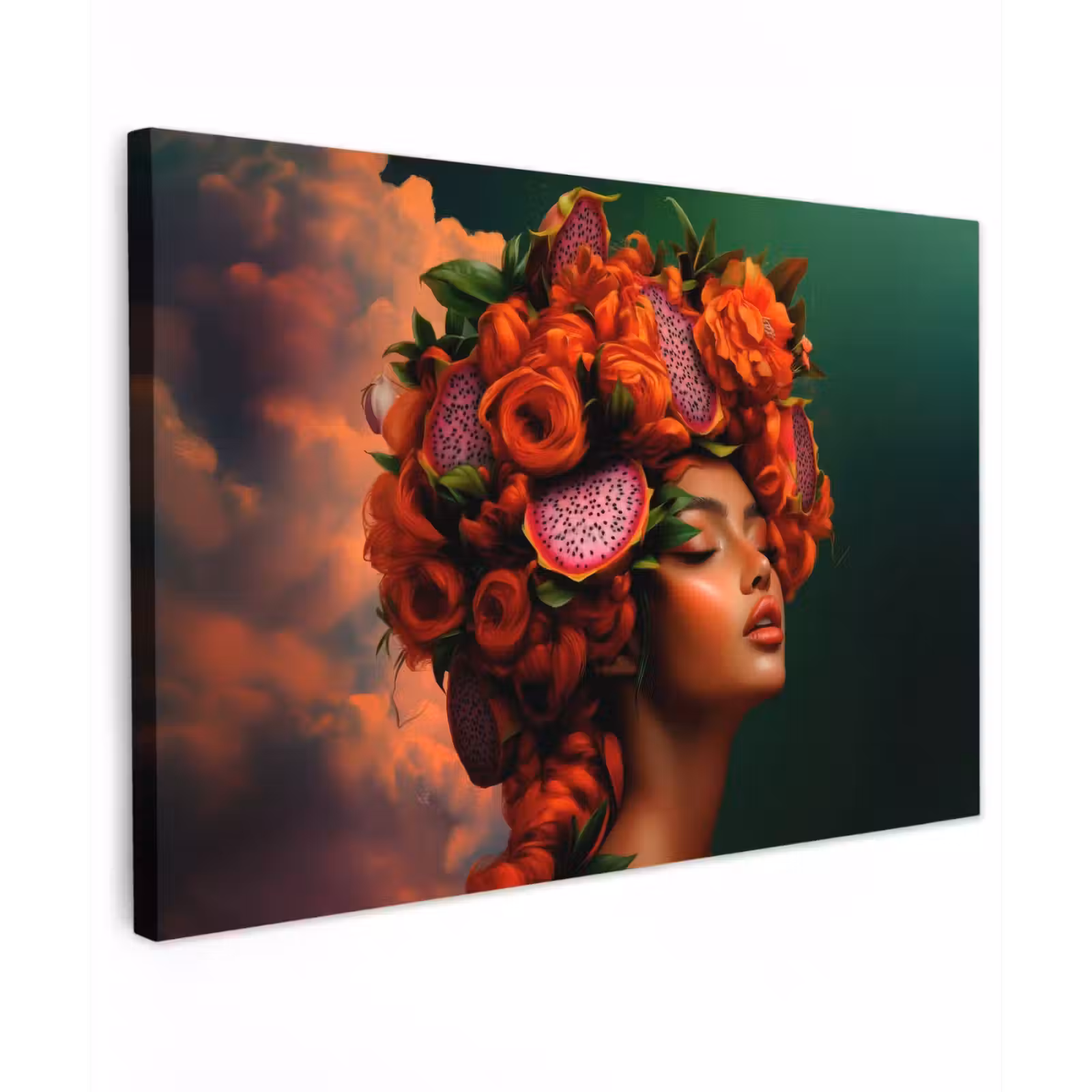 Canvas schilderij - Vrouw - Drankenfruit - Rozen — 1