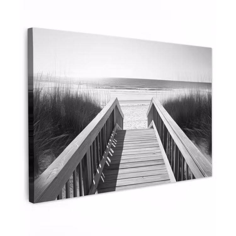 Canvas schilderij - Loopbrug - Hout - Strand - Zee — 1