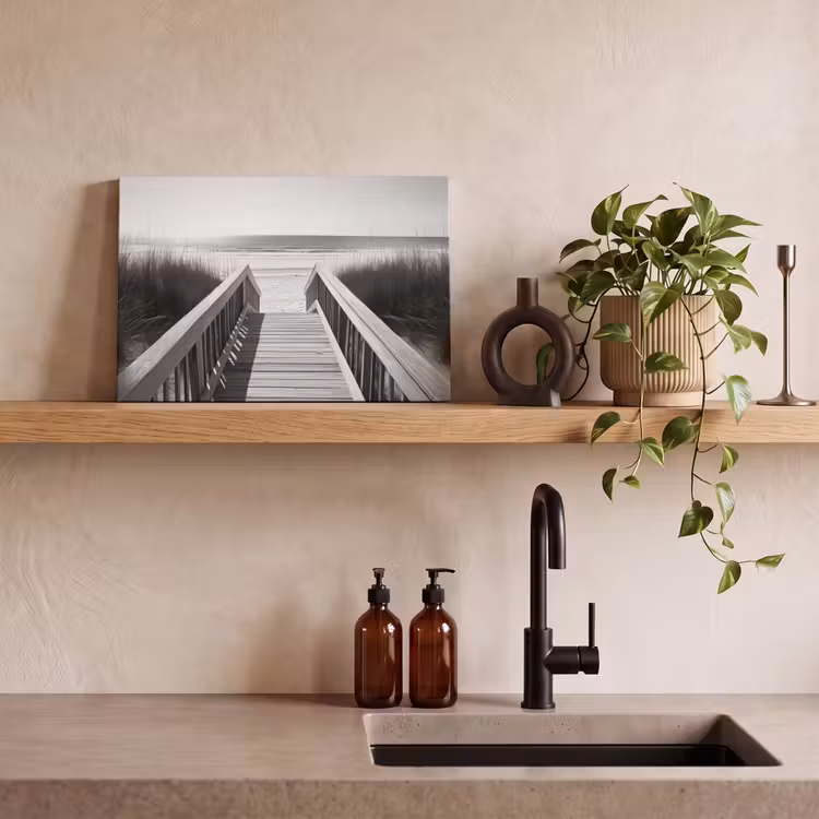 Canvas schilderij - Loopbrug - Hout - Strand - Zee — 3