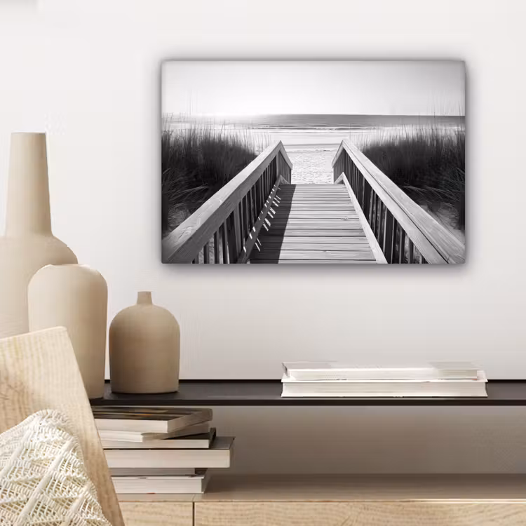 Canvas schilderij - Loopbrug - Hout - Strand - Zee — 5