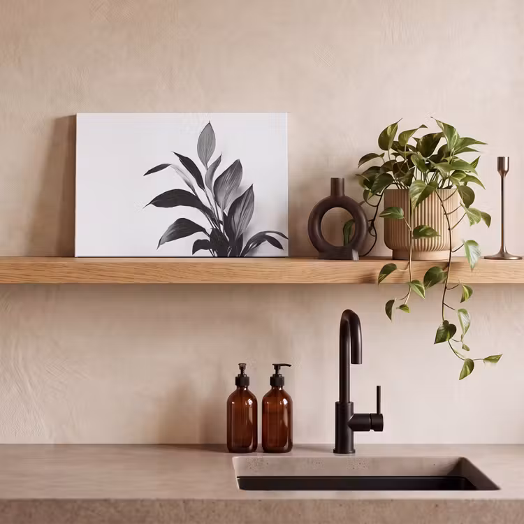 Canvas schilderij - Plant - Bladeren - Minimalistisch - Zwart — 3