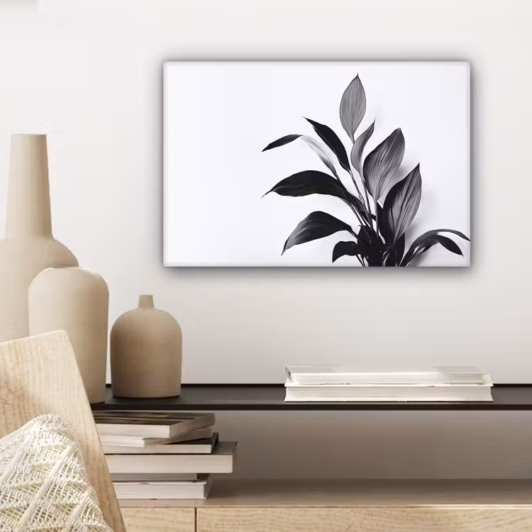 Canvas schilderij - Plant - Bladeren - Minimalistisch - Zwart — 5