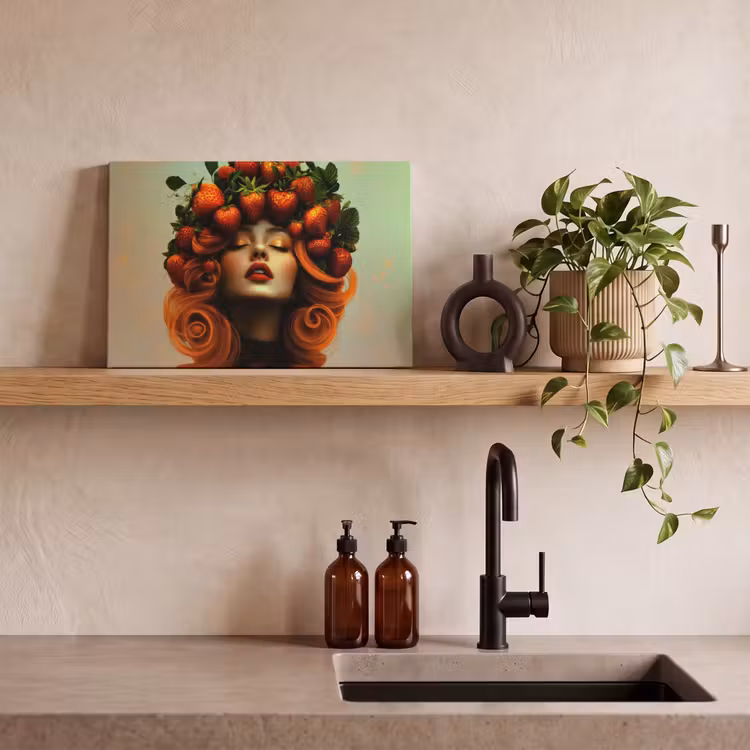 Canvas schilderij - Vrouw - Aardbeien - Kroon — 3
