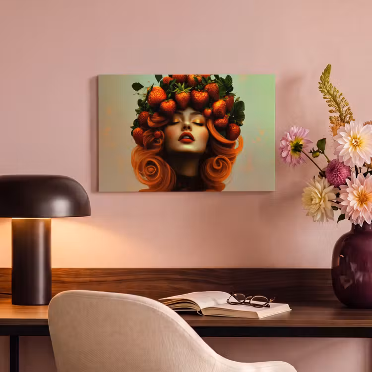 Canvas schilderij - Vrouw - Aardbeien - Kroon — 4