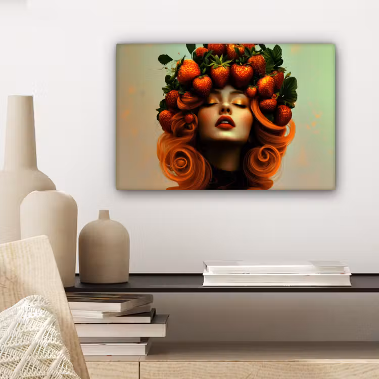 Canvas schilderij - Vrouw - Aardbeien - Kroon — 5