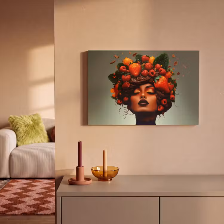 Canvas schilderij - Vrouw - Chocolade - Frambozen - Aardbeien - Koekjes — 2