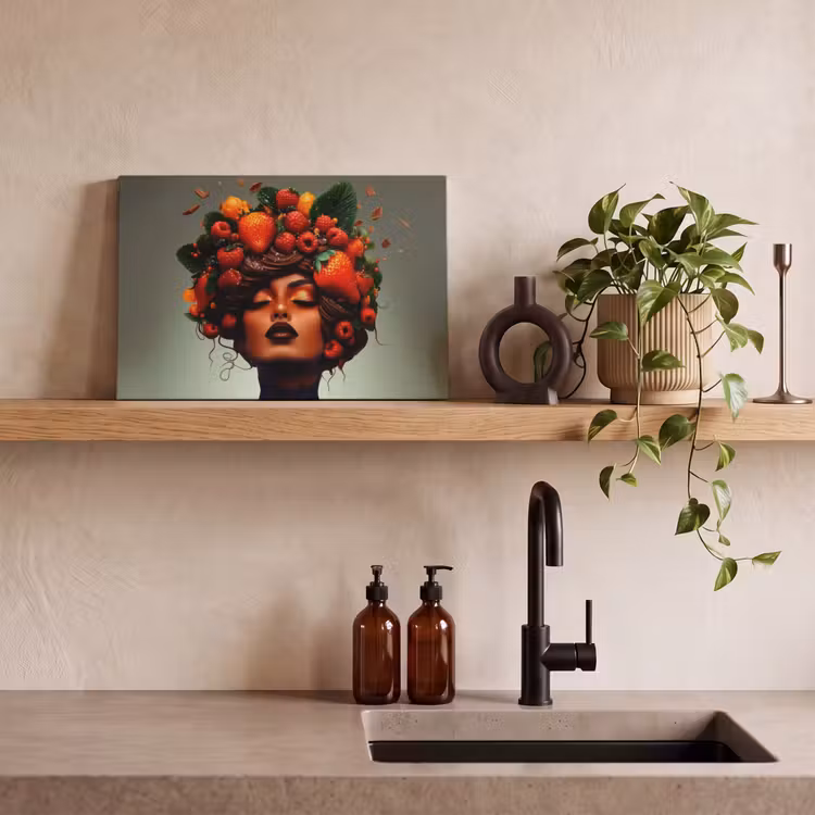 Canvas schilderij - Vrouw - Chocolade - Frambozen - Aardbeien - Koekjes — 3
