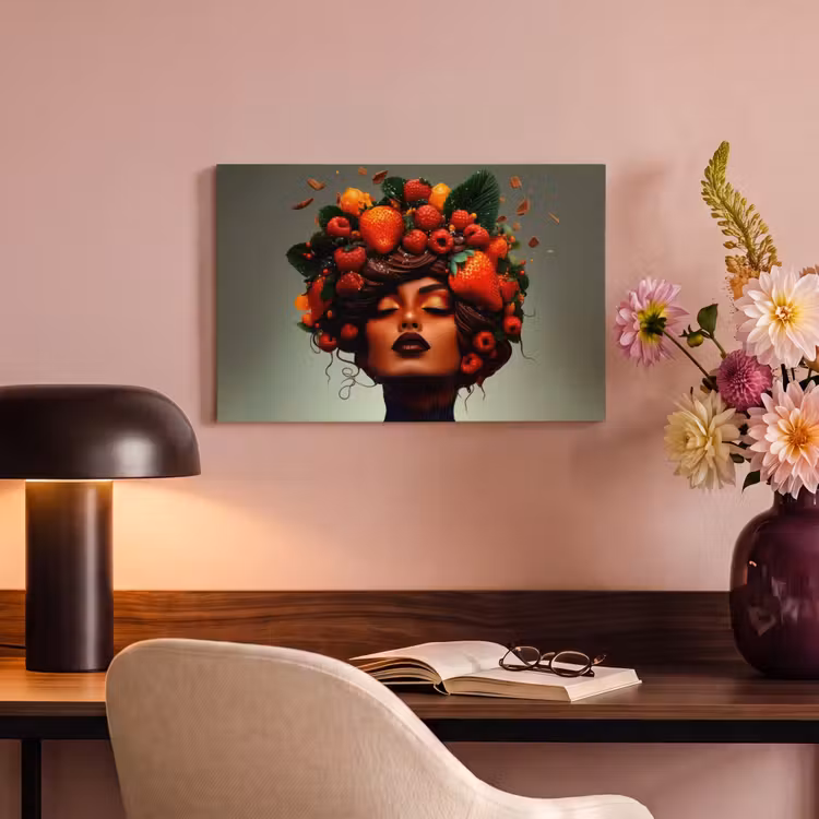 Canvas schilderij - Vrouw - Chocolade - Frambozen - Aardbeien - Koekjes — 4
